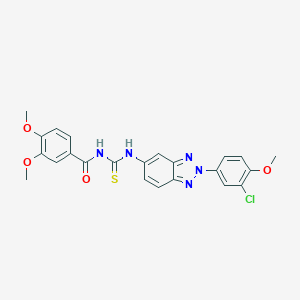 molecular formula C23H20ClN5O4S B316971 N-{[2-(3-chloro-4-methoxyphenyl)-2H-benzotriazol-5-yl]carbamothioyl}-3,4-dimethoxybenzamide 