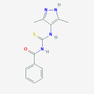 molecular formula C13H14N4OS B316972 N-[(3,5-dimethyl-1H-pyrazol-4-yl)carbamothioyl]benzamide 