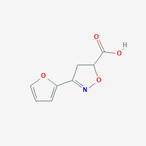 molecular formula C8H7NO4 B3169772 3-(Furan-2-yl)-4,5-dihydro-1,2-oxazole-5-carboxylic acid CAS No. 937693-13-5