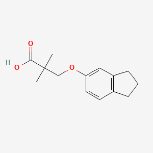 molecular formula C14H18O3 B3169936 3-(2,3-dihydro-1H-inden-5-yloxy)-2,2-dimethylpropanoic acid CAS No. 938346-94-2