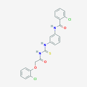 molecular formula C22H17Cl2N3O3S B317004 2-chloro-N-{3-[({[(2-chlorophenoxy)acetyl]amino}carbothioyl)amino]phenyl}benzamide 
