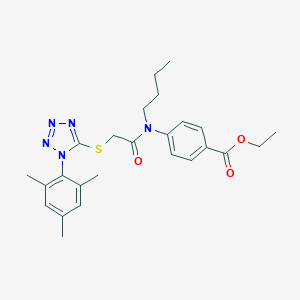 molecular formula C25H31N5O3S B317014 ethyl4-(butyl{[(1-mesityl-1H-tetraazol-5-yl)thio]acetyl}amino)benzoate 