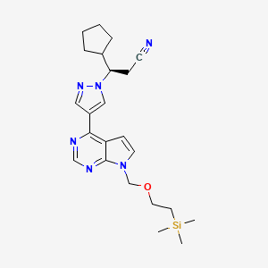 molecular formula C23H32N6OSi B3170200 (3R)-3-环戊基-3-[4-[7-(2-三甲基甲硅烷基乙氧基甲基)吡咯并[2,3-d]嘧啶-4-基]吡唑-1-基]丙腈 CAS No. 941685-40-1