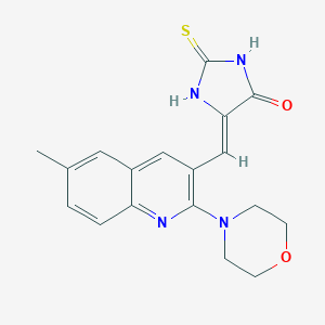 molecular formula C18H18N4O2S B317025 5-{[6-Methyl-2-(4-morpholinyl)-3-quinolinyl]methylene}-2-thioxo-4-imidazolidinone 
