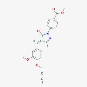 molecular formula C23H20N2O5 B317041 methyl 4-{4-[3-methoxy-4-(prop-2-ynyloxy)benzylidene]-3-methyl-5-oxo-4,5-dihydro-1H-pyrazol-1-yl}benzoate 