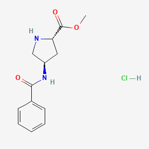 molecular formula C13H17ClN2O3 B3170441 L-脯氨酸，4-(苯甲酰氨基)-，甲基酯，盐酸盐(1:1)，(4R)- CAS No. 943134-38-1