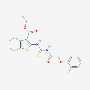 molecular formula C21H24N2O4S2 B317049 Ethyl 2-[({[(2-methylphenoxy)acetyl]amino}carbothioyl)amino]-4,5,6,7-tetrahydro-1-benzothiophene-3-carboxylate 