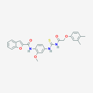 molecular formula C27H25N3O5S B317059 N-[4-({[(3,4-dimethylphenoxy)acetyl]carbamothioyl}amino)-2-methoxyphenyl]-1-benzofuran-2-carboxamide 