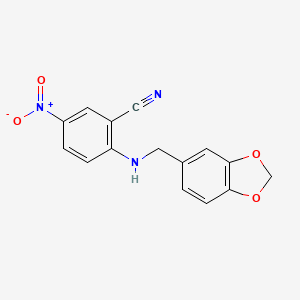 2-[(1,3-Benzodioxol-5-ylmethyl)amino]-5-nitrobenzonitrile