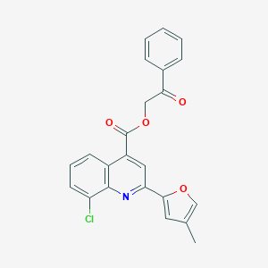 molecular formula C23H16ClNO4 B317070 2-Oxo-2-phenylethyl 8-chloro-2-(4-methyl-2-furyl)-4-quinolinecarboxylate 