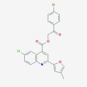 molecular formula C23H15BrClNO4 B317071 2-(4-Bromophenyl)-2-oxoethyl 6-chloro-2-(4-methyl-2-furyl)-4-quinolinecarboxylate 