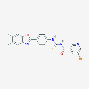 molecular formula C22H17BrN4O2S B317074 5-bromo-N-({[4-(5,6-dimethyl-1,3-benzoxazol-2-yl)phenyl]amino}carbonothioyl)nicotinamide 