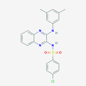 molecular formula C22H19ClN4O2S B317076 4-chloro-N-{3-[(3,5-dimethylphenyl)amino]quinoxalin-2-yl}benzenesulfonamide 