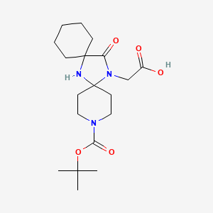 molecular formula C19H31N3O5 B3170783 15-Carboxymethyl-14-oxo-3,7,15-triaza-dispiro[5.1.5.2]pentadecane-3-carboxylic acid tert-butyl ester CAS No. 946384-73-2