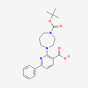 molecular formula C22H27N3O4 B3170806 2-{4-[(Tert-butoxy)carbonyl]-1,4-diazepan-1-yl}-6-phenylpyridine-3-carboxylic acid CAS No. 946385-39-3