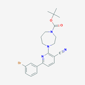 molecular formula C22H25BrN4O2 B3170828 叔丁基4-[6-(3-溴苯基)-3-氰基吡啶-2-基]-1,4-二氮杂环戊烷-1-羧酸酯 CAS No. 946385-54-2