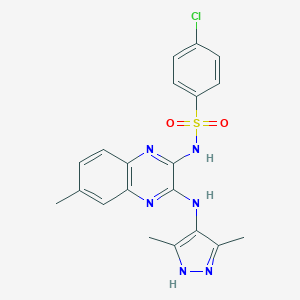 molecular formula C20H19ClN6O2S B317088 4-Chloro-n-{3-[(3,5-dimethyl-1h-pyrazol-4-yl)amino]-6-methylquinoxalin-2-yl}benzenesulfonamide 