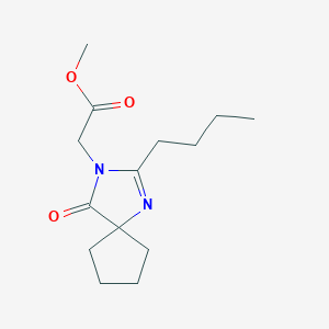molecular formula C14H22N2O3 B3170936 Methyl 2-{2-butyl-4-oxo-1,3-diazaspiro[4.4]non-1-en-3-yl}acetate CAS No. 946386-57-8