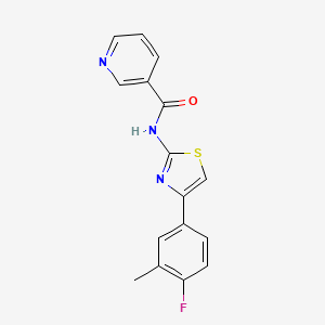 molecular formula C16H12FN3OS B3170947 N-[4-(4-fluoro-3-methylphenyl)-1,3-thiazol-2-yl]pyridine-3-carboxamide CAS No. 946386-67-0