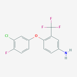 molecular formula C13H8ClF4NO B3171015 4-(3-Chloro-4-fluorophenoxy)-3-(trifluoromethyl)-phenylamine CAS No. 946662-83-5