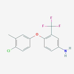 molecular formula C14H11ClF3NO B3171024 4-(4-Chloro-3-methylphenoxy)-3-(trifluoromethyl)-phenylamine CAS No. 946662-89-1
