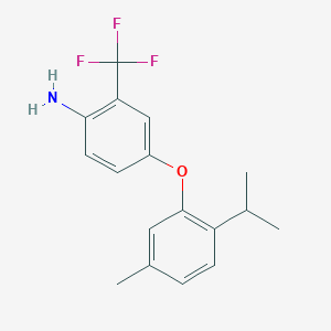 molecular formula C17H18F3NO B3171083 4-(2-Isopropyl-5-methylphenoxy)-2-(trifluoromethyl)aniline CAS No. 946663-23-6