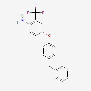 molecular formula C20H16F3NO B3171099 4-(4-Benzylphenoxy)-2-(trifluoromethyl)aniline CAS No. 946663-31-6