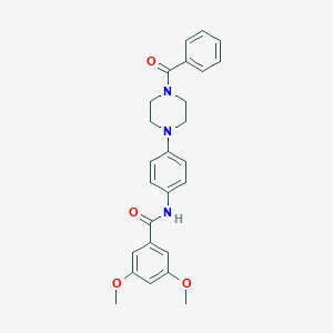 molecular formula C26H27N3O4 B317118 3,5-dimethoxy-N-{4-[4-(phenylcarbonyl)piperazin-1-yl]phenyl}benzamide 