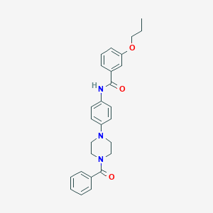 molecular formula C27H29N3O3 B317121 N-{4-[4-(phenylcarbonyl)piperazin-1-yl]phenyl}-3-propoxybenzamide 