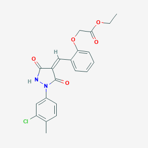 molecular formula C21H19ClN2O5 B317123 Ethyl (2-{[1-(3-chloro-4-methylphenyl)-3,5-dioxo-4-pyrazolidinylidene]methyl}phenoxy)acetate 