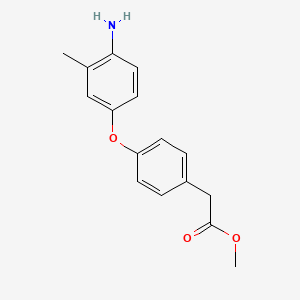 molecular formula C16H17NO3 B3171246 Methyl 2-[4-(4-amino-3-methylphenoxy)phenyl]-acetate CAS No. 946664-72-8