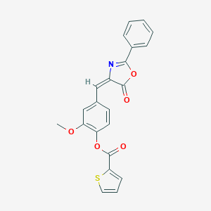 molecular formula C22H15NO5S B317126 2-methoxy-4-[(5-oxo-2-phenyl-1,3-oxazol-4(5H)-ylidene)methyl]phenyl 2-thiophenecarboxylate 