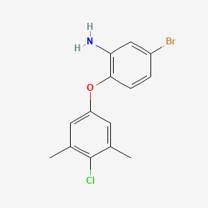 molecular formula C14H13BrClNO B3171289 5-Bromo-2-(4-chloro-3,5-dimethylphenoxy)aniline CAS No. 946665-13-0