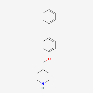 molecular formula C21H27NO B3171342 4-{[4-(1-Methyl-1-phenylethyl)phenoxy]-methyl}piperidine CAS No. 946680-69-9