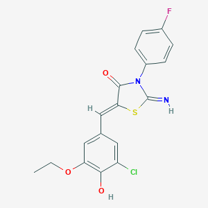 molecular formula C18H14ClFN2O3S B317148 5-(3-Chloro-5-ethoxy-4-hydroxybenzylidene)-3-(4-fluorophenyl)-2-imino-1,3-thiazolidin-4-one 