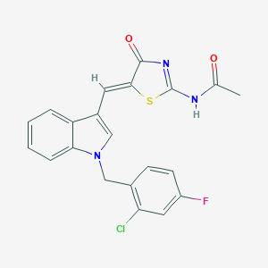 N-(5-{[1-(2-chloro-4-fluorobenzyl)-1H-indol-3-yl]methylene}-4-oxo-1,3-thiazolidin-2-ylidene)acetamide