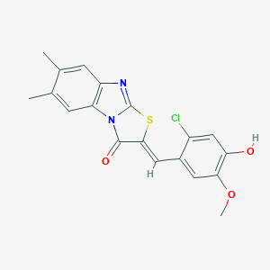 molecular formula C19H15ClN2O3S B317158 2-(2-chloro-4-hydroxy-5-methoxybenzylidene)-6,7-dimethyl[1,3]thiazolo[3,2-a]benzimidazol-3(2H)-one 