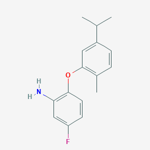 molecular formula C16H18FNO B3171646 5-Fluoro-2-(5-isopropyl-2-methylphenoxy)aniline CAS No. 946683-89-2