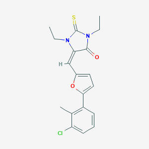 molecular formula C19H19ClN2O2S B317165 5-{[5-(3-Chloro-2-methylphenyl)-2-furyl]methylene}-1,3-diethyl-2-thioxo-4-imidazolidinone 