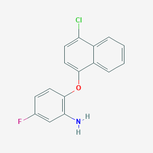 molecular formula C16H11ClFNO B3171664 2-[(4-Chloro-1-naphthyl)oxy]-5-fluorophenylamine CAS No. 946684-09-9