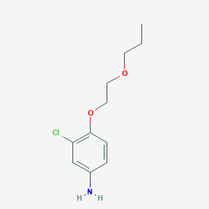 molecular formula C11H16ClNO2 B3171686 3-Chloro-4-(2-propoxyethoxy)aniline CAS No. 946697-08-1