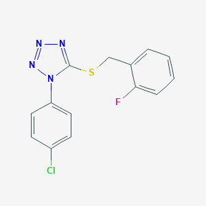 molecular formula C14H10ClFN4S B317169 1-(4-Chlorophenyl)-5-[(2-fluorophenyl)methylsulfanyl]tetrazole 
