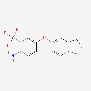 molecular formula C16H14F3NO B3171778 4-(2,3-Dihydro-1H-inden-5-yloxy)-2-(trifluoromethyl)phenylamine CAS No. 946698-36-8