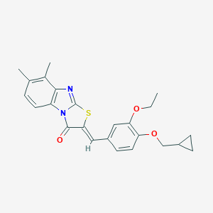 molecular formula C24H24N2O3S B317180 2-[4-(cyclopropylmethoxy)-3-ethoxybenzylidene]-7,8-dimethyl[1,3]thiazolo[3,2-a]benzimidazol-3(2H)-one 