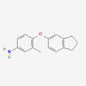 molecular formula C16H17NO B3171823 4-(2,3-Dihydro-1H-inden-5-yloxy)-3-methylphenylamine CAS No. 946698-86-8