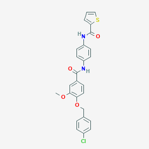 molecular formula C26H21ClN2O4S B317185 N-{4-[({4-[(4-chlorobenzyl)oxy]-3-methoxyphenyl}carbonyl)amino]phenyl}thiophene-2-carboxamide 