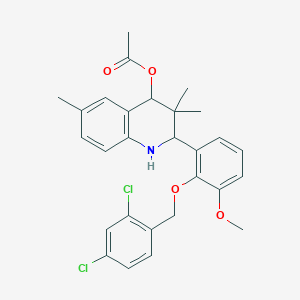molecular formula C28H29Cl2NO4 B317207 2-{2-[(2,4-Dichlorobenzyl)oxy]-3-methoxyphenyl}-3,3,6-trimethyl-1,2,3,4-tetrahydro-4-quinolinyl acetate 