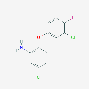 molecular formula C12H8Cl2FNO B3172094 5-Chloro-2-(3-chloro-4-fluorophenoxy)aniline CAS No. 946715-14-6