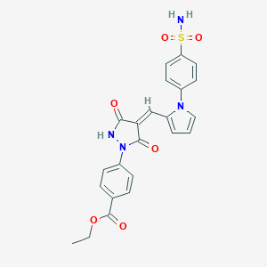molecular formula C23H20N4O6S B317214 ethyl 4-[(4Z)-3,5-dioxo-4-{[1-(4-sulfamoylphenyl)-1H-pyrrol-2-yl]methylidene}pyrazolidin-1-yl]benzoate 