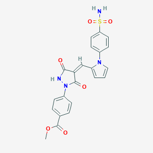 molecular formula C22H18N4O6S B317216 methyl 4-[4-({1-[4-(aminosulfonyl)phenyl]-1H-pyrrol-2-yl}methylene)-3,5-dioxo-1-pyrazolidinyl]benzoate 